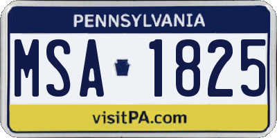 PA license plate MSA1825