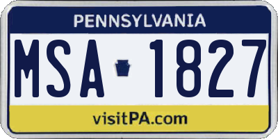 PA license plate MSA1827