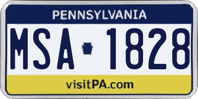 PA license plate MSA1828