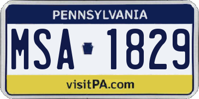 PA license plate MSA1829