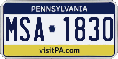 PA license plate MSA1830