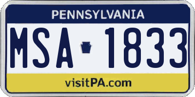PA license plate MSA1833