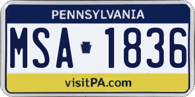 PA license plate MSA1836