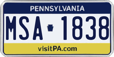 PA license plate MSA1838