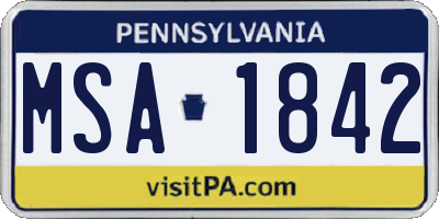 PA license plate MSA1842