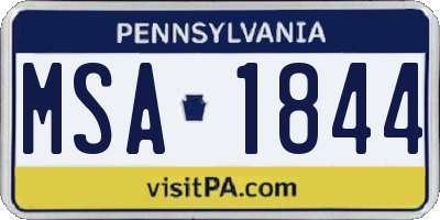 PA license plate MSA1844