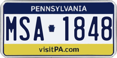 PA license plate MSA1848