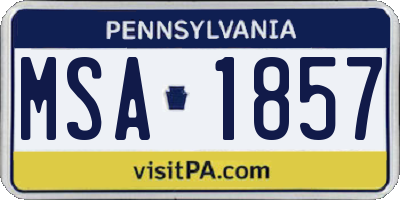 PA license plate MSA1857