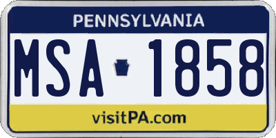 PA license plate MSA1858
