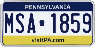 PA license plate MSA1859