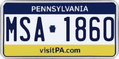 PA license plate MSA1860