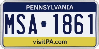PA license plate MSA1861