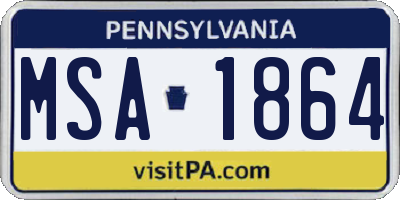 PA license plate MSA1864