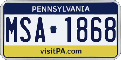 PA license plate MSA1868
