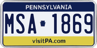 PA license plate MSA1869