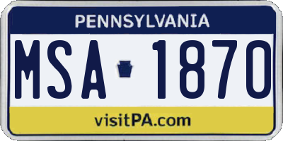 PA license plate MSA1870