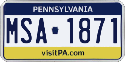 PA license plate MSA1871