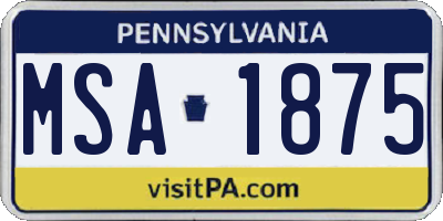 PA license plate MSA1875