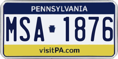 PA license plate MSA1876