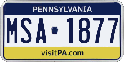 PA license plate MSA1877