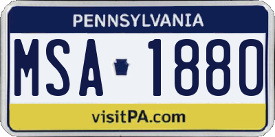 PA license plate MSA1880