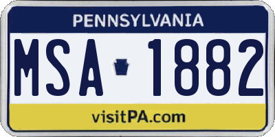 PA license plate MSA1882