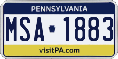 PA license plate MSA1883