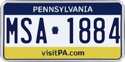 PA license plate MSA1884