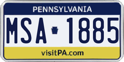 PA license plate MSA1885