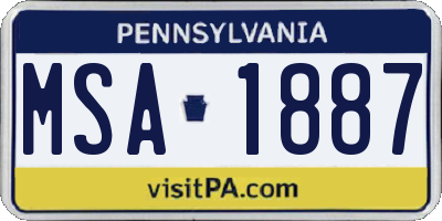 PA license plate MSA1887