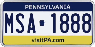 PA license plate MSA1888
