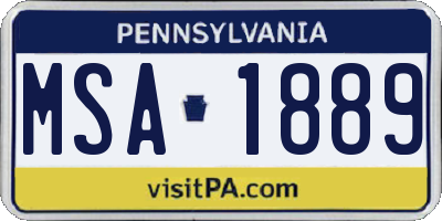 PA license plate MSA1889