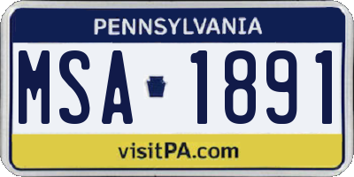 PA license plate MSA1891