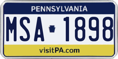 PA license plate MSA1898