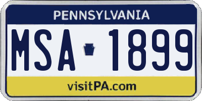 PA license plate MSA1899