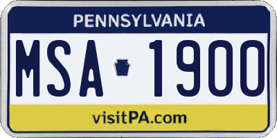 PA license plate MSA1900