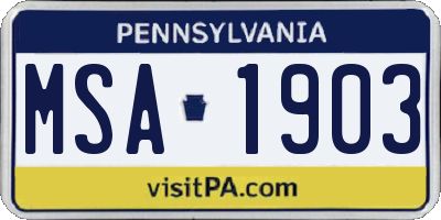 PA license plate MSA1903
