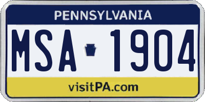 PA license plate MSA1904