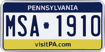 PA license plate MSA1910