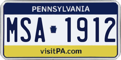 PA license plate MSA1912