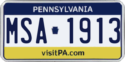 PA license plate MSA1913