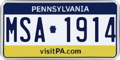 PA license plate MSA1914