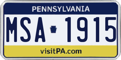 PA license plate MSA1915