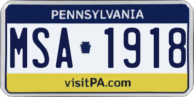 PA license plate MSA1918