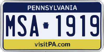 PA license plate MSA1919