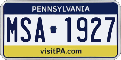 PA license plate MSA1927