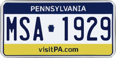PA license plate MSA1929