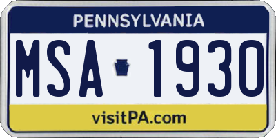 PA license plate MSA1930