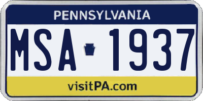 PA license plate MSA1937