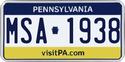 PA license plate MSA1938